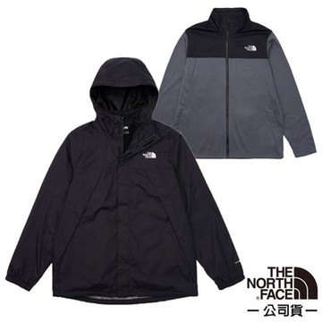 【The North Face】男 防水透氣舒適保暖連帽三合一外套/夾克.風雨衣_89B1-NY7 黑色