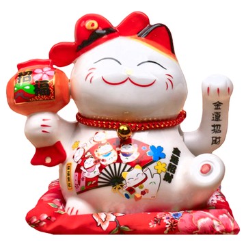 半島良品 招財貓擺飾  16 x 14 x 16cm  紅色 + 白色