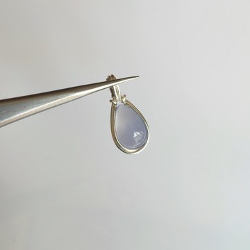 冰種藍玉髓吊墜 天然玉髓項鍊純銀手工吊飾