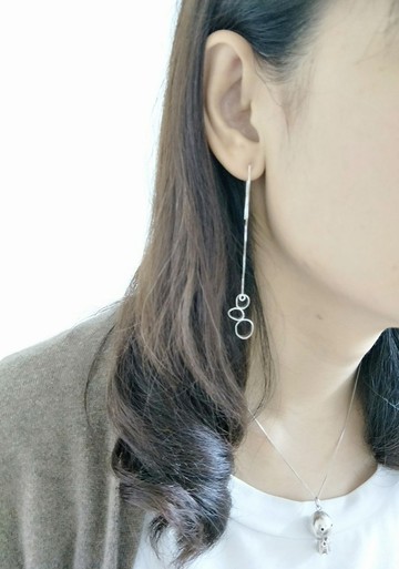 可改夾式【純銀可調式長耳環】鏤空幾何/純銀/垂墜耳環/長度可調