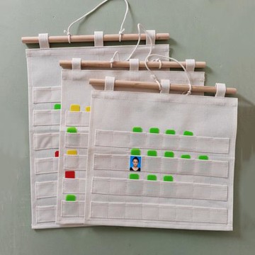 幼兒園創意晨檢袋晨檢卡牌收納袋帆布可水洗子母粘插照片的晨檢袋