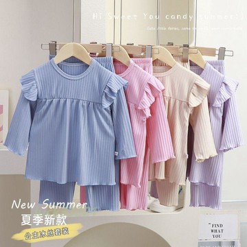 兒童睡衣女童春秋款家居服夏季薄款小孩睡衣女套裝空調服短袖睡衣兒童家居服夏季居家服兒童睡衣套裝夏季睡衣兒童睡衣