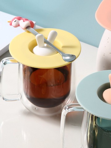 兔耳朵硅膠杯蓋 創意防漏防塵杯蓋家用熱水密封碗蓋多用途密封蓋