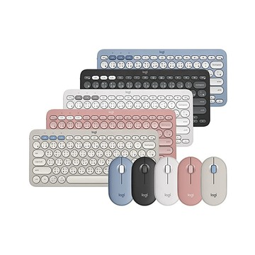 Logitech 羅技 Pebble 2 Combo 無線藍牙鍵盤滑鼠組 石墨灰/珍珠白/玫瑰粉/天空藍/迷霧灰