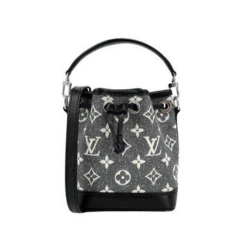 Louis Vuitton Nano Noe 緹花牛仔迷你二用水桶包(M46449-灰)