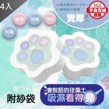 QIDINA 新二代看的見濕度的腳掌除濕除臭防霉塊  4入組