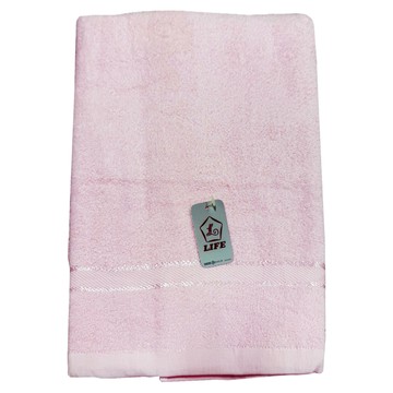 LIFE 來福牌 晶亮素色緞條浴巾 棉紗  粉色  1個
