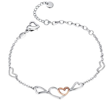 KOR蔻兒鑽石 心捧心 14K金鑽石白鋼 手鍊