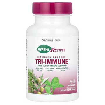 NaturesPlus, Herbal Actives，緩釋 Tri-Immune™ 三重機體抵抗，60 片