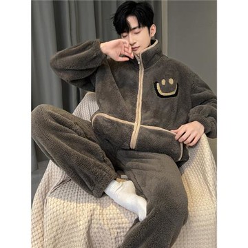 珊瑚絨保暖睡衣男款秋冬季天加厚加絨高級感法蘭絨男士家居服大碼