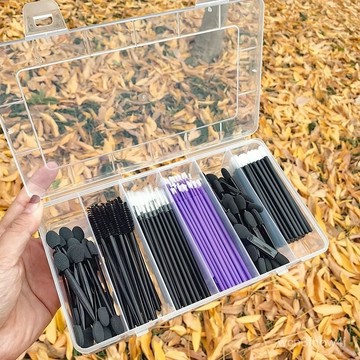 ✨臺灣有貨✨免運✨一次性眼影棒 脣刷 眼綫刷 清潔棒睫毛刷美妝五/六格分類收納盒子 CQ4Y