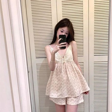 DUYI~夢詩睡衣女帶胸墊吊帶新款短褲性感甜美可愛家居服套裝可外穿