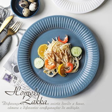 🌟快速出貨🌟【Homely Zakka】北歐創意輕奢風立體豎條紋陶瓷餐具_圓形湯盤(2色任選)
