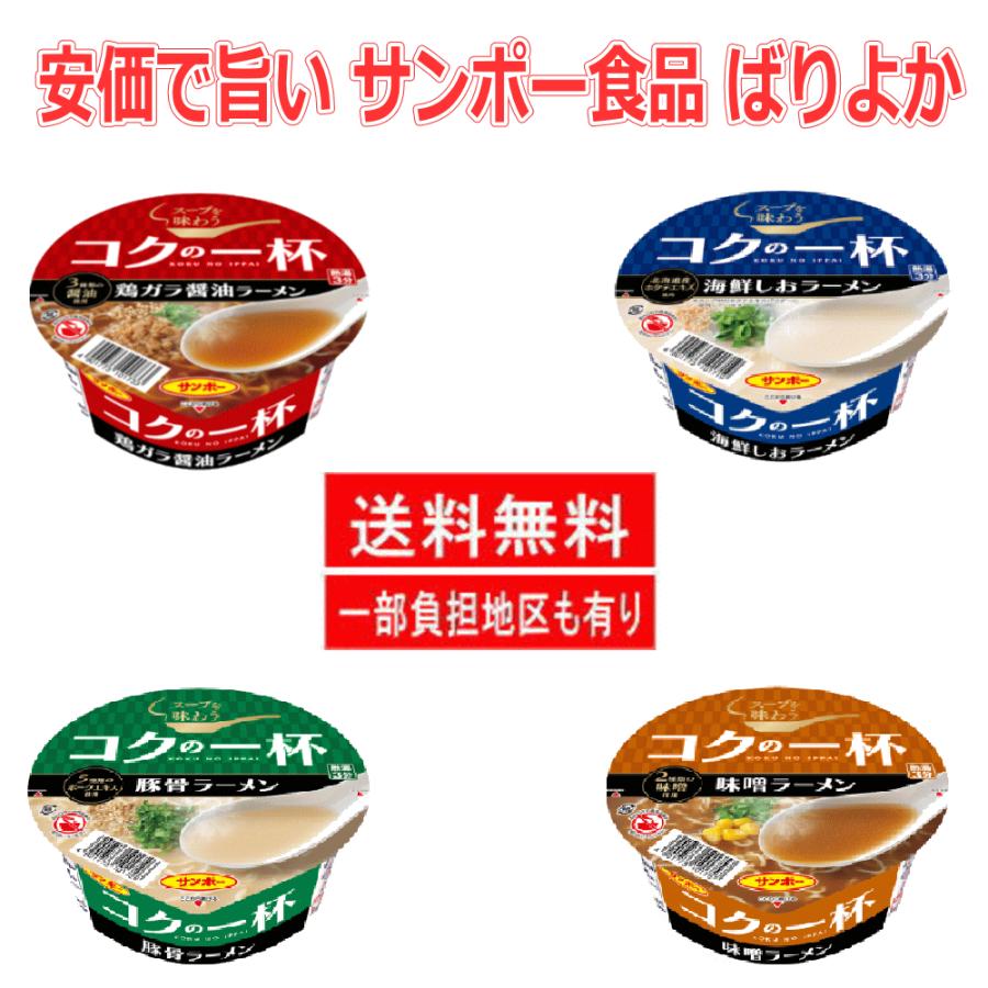 新着 サンポー食品 九州の味 こくの一杯 海鮮しお ガラ醤油ガラ豚骨 ガラ塩ラーメン 4柄 24食セット 関東圏送料無料