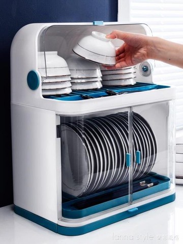 廚房裝碗筷收納盒碗櫃帶蓋瀝水置物架碗碟塑料放碗箱分層家用碗架