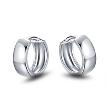 925純銀耳環圓圈耳扣-寬版抛光幾何經典男女飾品2色73zw7【獨家進口】【米蘭精品】