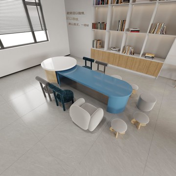 兒童早教培訓機構幼兒園娛樂區售樓部處閱讀區手工繪畫桌學習桌椅 b8081