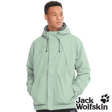 【Jack wolfskin飛狼】男 連帽經典款 單件式防風保暖外套 內刷毛衝鋒衣『淺綠』