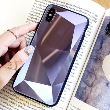 美琪 簡約時尚 3D立體玻璃菱形手機殼蘋果保護殼