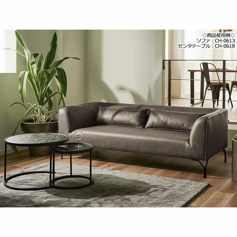 フェイクレザー張り 3人掛けソファ 3Pソファ 長椅子 合成皮革 ロー