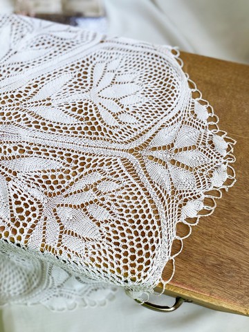 【好日戀物】德國vintage古董手工編織蕾絲鉤針花邊桌墊蓋布047
