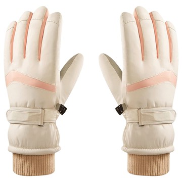 KissDiamond 韓系防風防水保暖手套 米色 觸屏  28cm