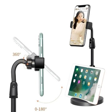 手機架 雙機位 手機平板通用🍑臺灣現貨24H出貨🍑雙卡槽 加重底盤 伸縮手機架 旋轉支架 桌面直播支架 懶人追劇 平板架