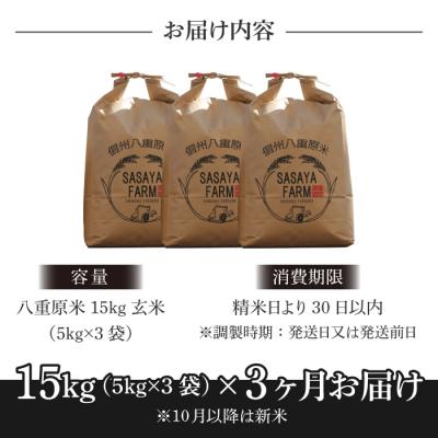 ふるさと納税 東御市 八重原米 玄米 15kg (5kg×3袋)