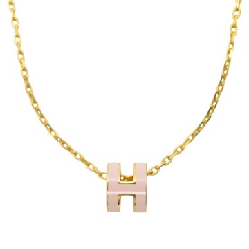 HERMES 愛馬仕 粉色琺瑯 金色鍍金 Mini Pop H 項鍊 H147992 【二手名牌BRAND OFF】