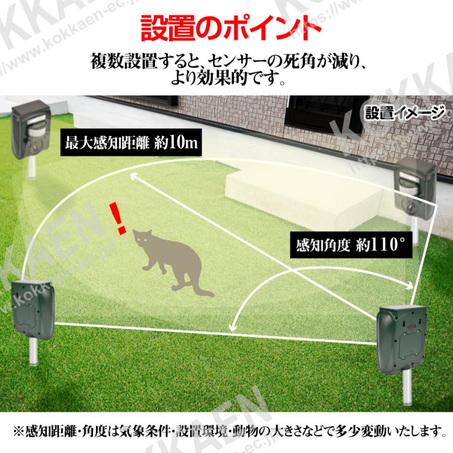 猫よけ 超音波 動物よけ 2個セット 動物撃退器 アニマルブロッカー3 獣害対策 ソーラー充電式 USB充電可 イノシシ イタチ ハクビシン アライグマ 犬 鳥 国華園