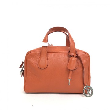 giorgio armani橘色皮革方形手提包