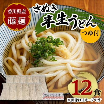 ふるさと納税 三木町 藤麺　さぬき半生うどん1人前12食(つゆ付)