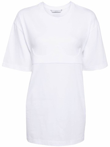 pushBUTTON - belted cotton T-shirt - women - Nylon/Spandex/Elastane/Cotton - XS - White
