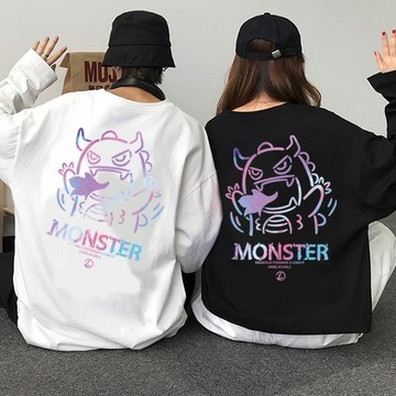 炫彩小怪獸MONSTER T恤 S~XL 情侶裝 MIT台灣製 純棉長袖T 快速出貨【YCL768】艾咪E舖 長T 純棉
