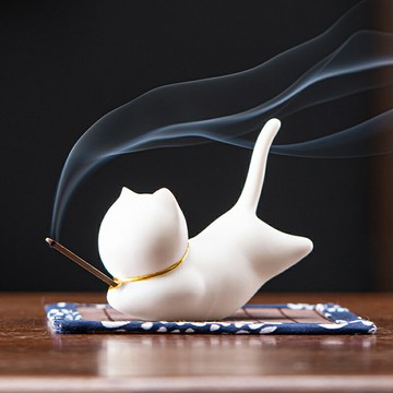 【米蘭精品】現貨+預購 插香器香薰爐薰香塔擺件檀香禪意手工擺件居家內飾書房配件-陶瓷貓咪用品3款74ml40