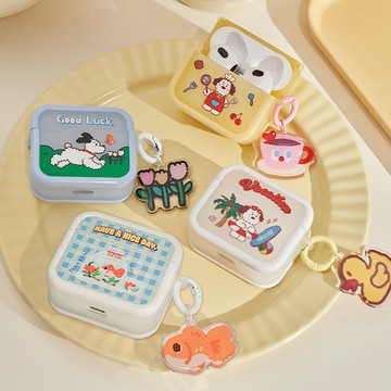 歡樂小狗4系列方塊耳機殼蘋果AirPods 1/2/3/4/pro/Pro2代耳機殼