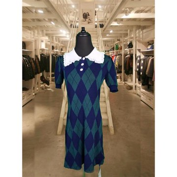 吉米小姐夏季針織冰絲連衣裙短袖格子通勤法式連衣裙