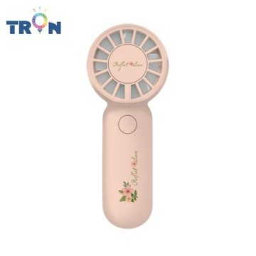 TRON 迷你手持風扇 粉色 溫柔系花朵 三檔風速 防丟掛繩 充電風扇