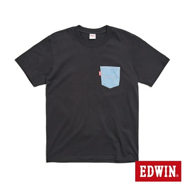EDWIN 男款 再生系列 CORE 環保再生牛仔口袋短袖T恤 (黑色)