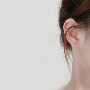 999純銀耳釘女蝴蝶結個性創意耳環氣質簡約潮養耳洞防過敏耳飾品