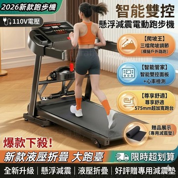 【⚡現貨】高爬坡電動跑步機 家用慢步機 超加寬跑台走步機 液壓折疊收納 贈減震墊 有氧運動 健身器材1-14檔 110V