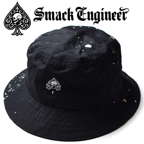 SMACK ENGINEER スマックエンジニア「SPLASH BUCKET HAT」バケットハット ポークパイハット 帽子 撥水 スプラッシュ加工  黒 ブラック