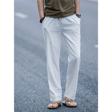 寬松薄款棉麻長褲男直筒休閑褲 men cotton linen straight pants
