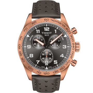 TISSOT 官方授權 PRS516 賽車計時石英手錶 開學新裝備-灰x玫瑰金/45mm T1316173608200
