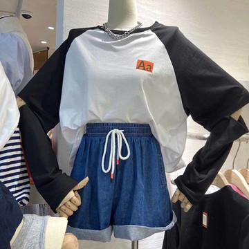 超火cec長袖t恤女春秋韓版ins潮原宿bf風學生百搭寬松上衣服