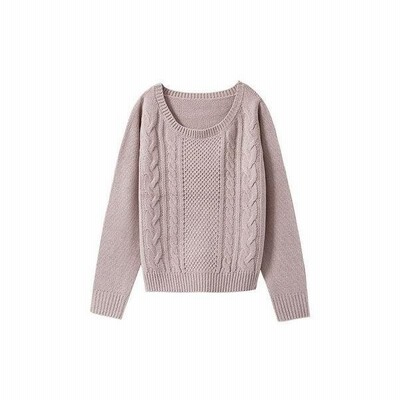 ユメテンボウ 夢展望 選べるネックケーブルニット ダスティピンク V 通販 Lineポイント最大get Lineショッピング