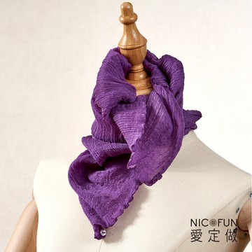 NicoFun 愛定做 魅力68 柳葉絲 蠶絲圍脖( 四季可戴 領巾 圍巾 圍脖 頸巾 桑蠶絲巾 保暖真絲 紫色紫紅色)