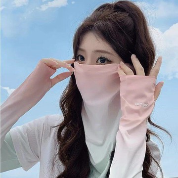 【 𝑭𝒍𝒐𝒘𝒆𝒓𝒔𝒆𝒂】'夏季冰絲防曬冰袖女士2026新款面罩全臉遮陽護脖騎行防紫外線冰袖