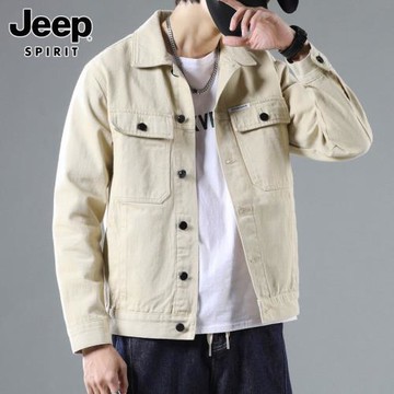 吉普男士夾克2025年秋季新款寬松大碼工裝上衣潮牌帥氣牛仔外套男