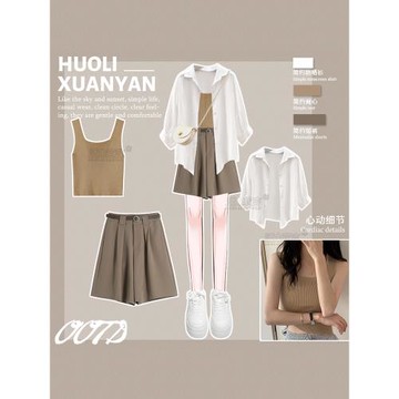 學院風防曬小洋裝短褲套裝女夏2025超火活潑減齡小個子職業兩件套